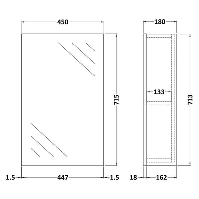 Cape 450mm Mirror Cabinet - Gloss Grey