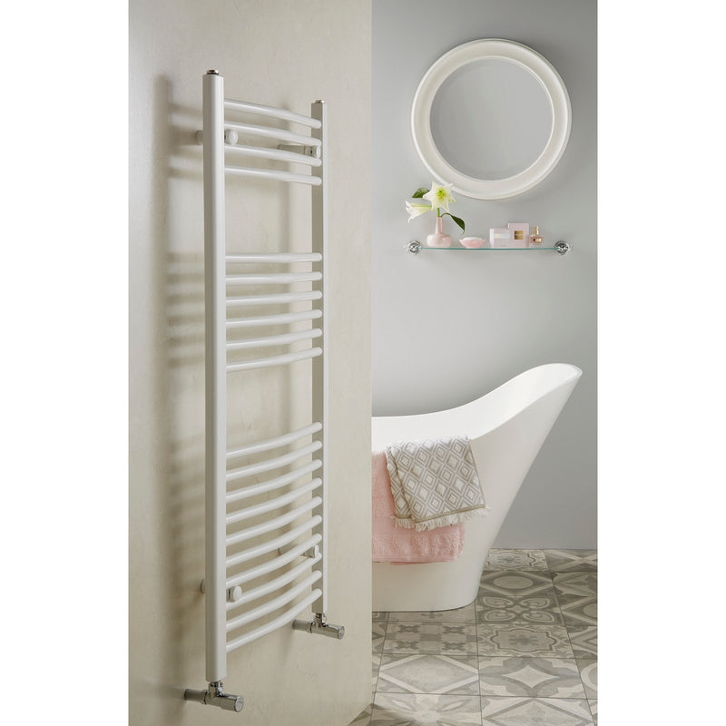 Layla Curved White Dual Fuel Heated Towel Radiator