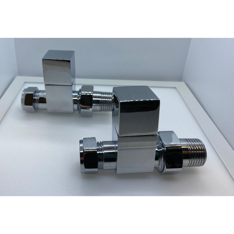 Square Chrome Straight Manual Radiator Valve Pack