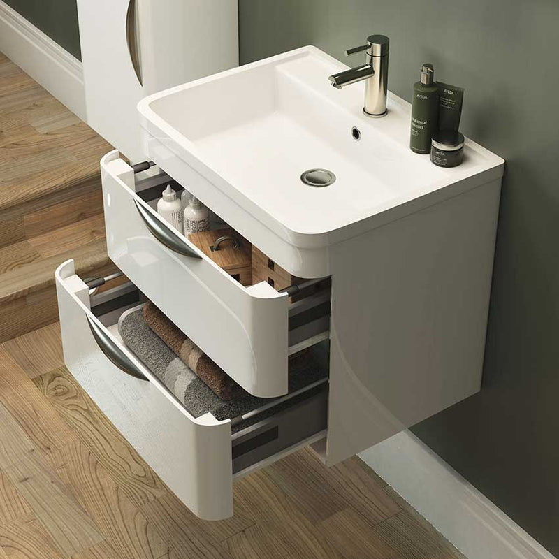 Nuie Parade 800 x 450mm Wall Hung Vanity Unit With 2 Drawers & Basin