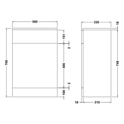 Nuie Mayford 500 x 330mm WC Unit (Without Cistern) - White Gloss