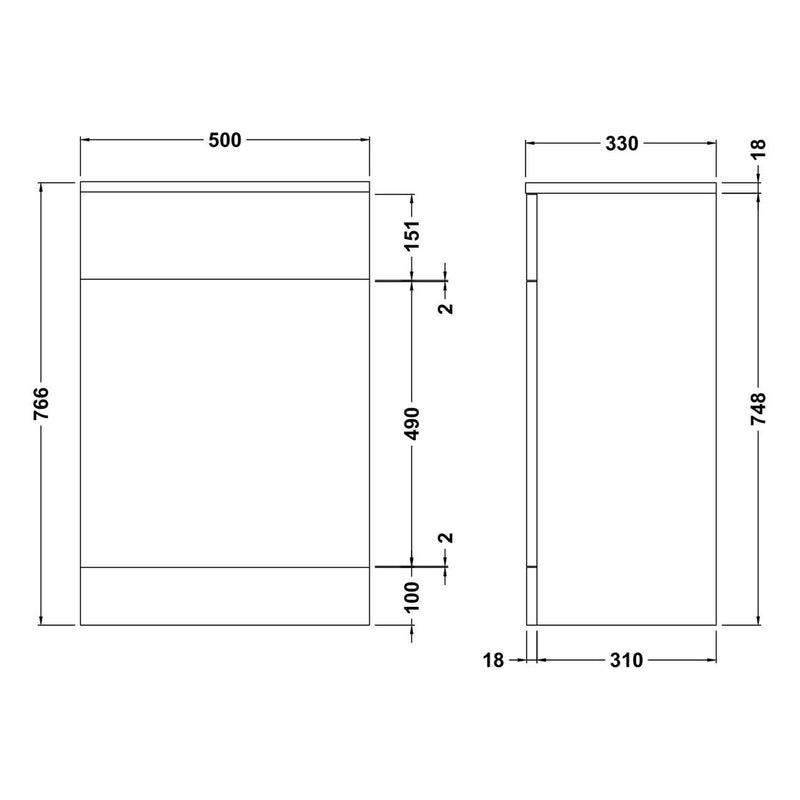 Nuie Mayford 500 x 330mm WC Unit (Without Cistern) - White Gloss