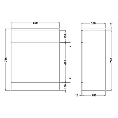 Nuie Mayford 600 x 300mm WC Unit (Without Cistern) - White Gloss