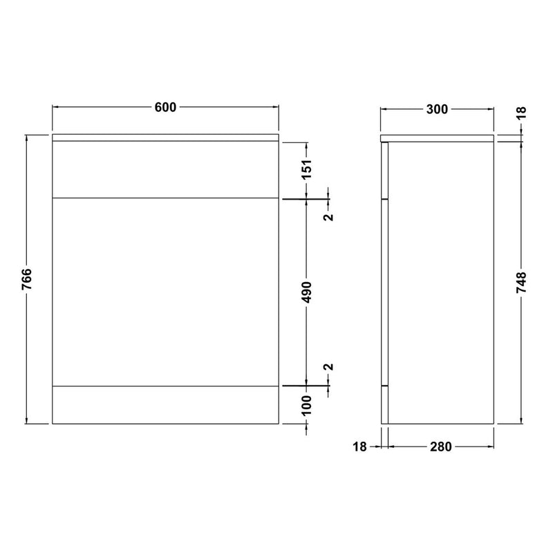 Nuie Mayford 600 x 300mm WC Unit (Without Cistern) - White Gloss