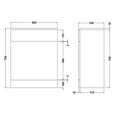 Nuie Mayford 600 x 330mm WC Unit (Without Cistern) - White Gloss