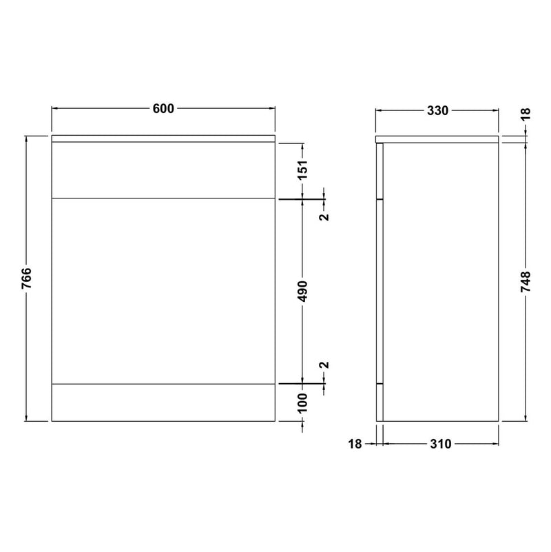 Nuie Mayford 600 x 330mm WC Unit (Without Cistern) - White Gloss
