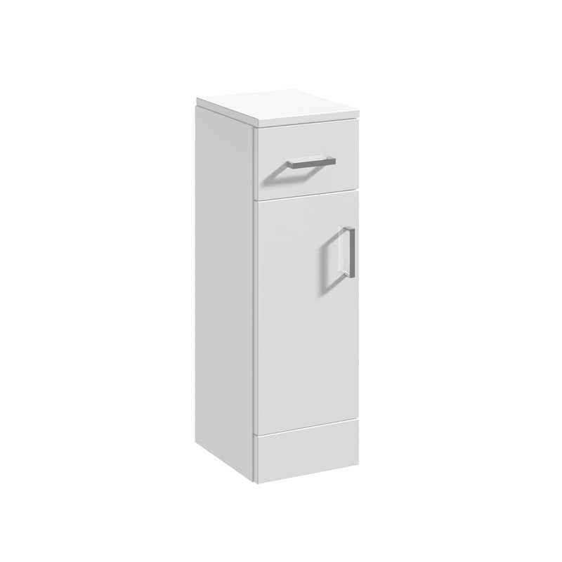 Nuie Mayford 766 x 250 x 300mm Floor Standing Cupboard With 1 Door & 1 Drawer - White Gloss