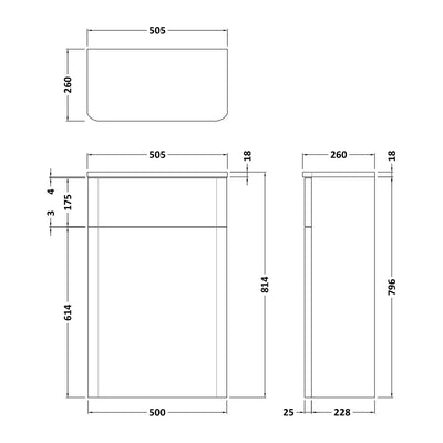 Nuie Core 505 x 260mm WC Unit (Without Cistern)