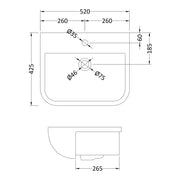 Hudson Reed Fossil 520mm Semi Recess Basin - 520 x 425mm