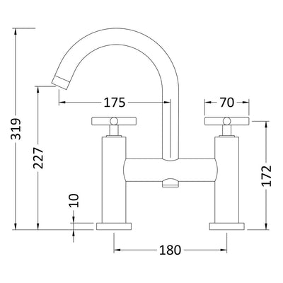Hudson Reed Tec Cross Bath Filler - Matt Black
