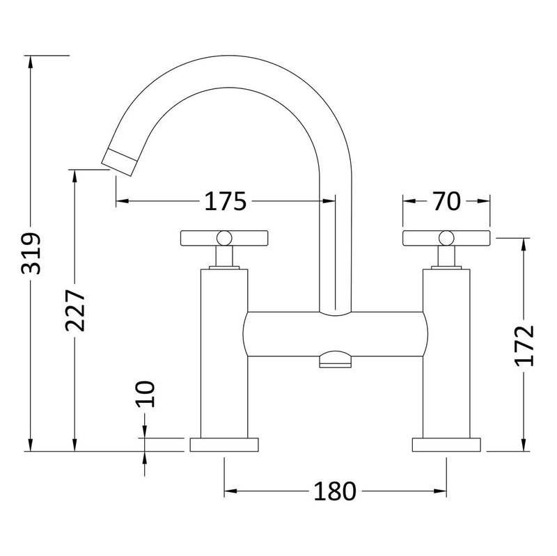 Hudson Reed Tec Cross Bath Filler - Matt Black