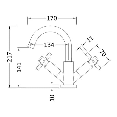 Hudson Reed Tec Cross Mono Basin Mixer With Waste - Brushed Brass