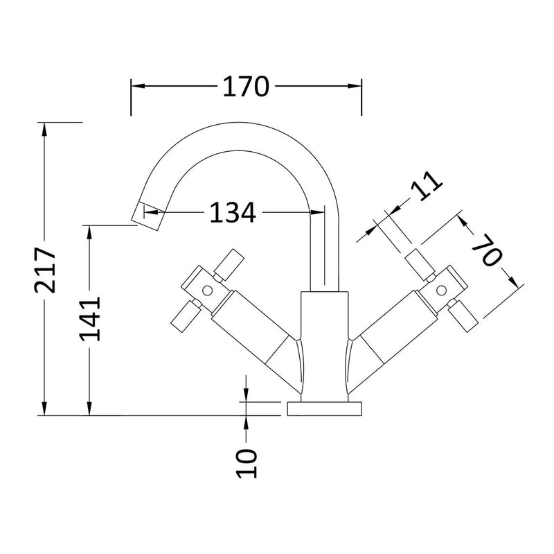 Hudson Reed Tec Cross Mono Basin Mixer With Waste - Brushed Brass