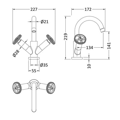 Hudson Reed Revolution Mono Basin Mixer With Waste - Matt Black