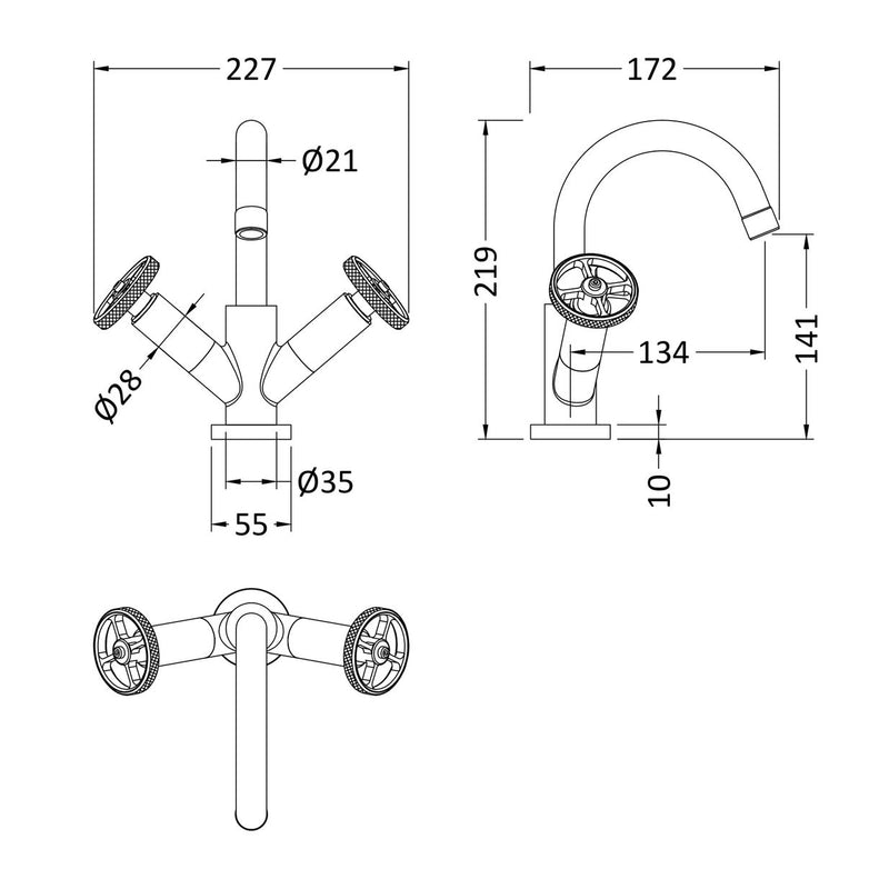 Hudson Reed Revolution Mono Basin Mixer With Waste - Brushed Brass
