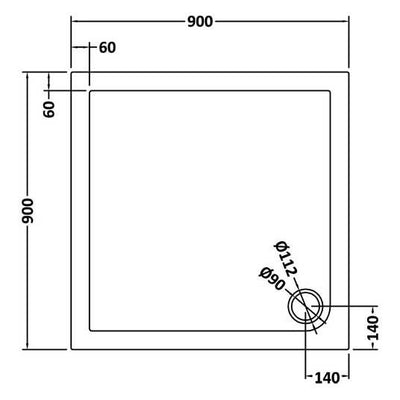 Slate Effect Stone Resin Square Shower Tray & Waste 900 x 900mm