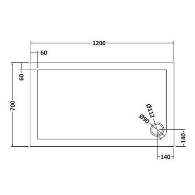 Slate Effect Stone Resin Rectangular Shower Tray & Waste 1200 x 700mm
