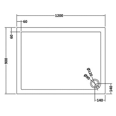 Slate Effect Stone Resin Rectangular Shower Tray & Waste 1200 x 900mm