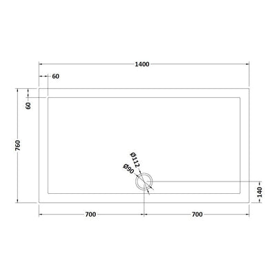 Nuie Slate Grey Rectangular Stone Resin Shower Tray - 1400 x 760mm