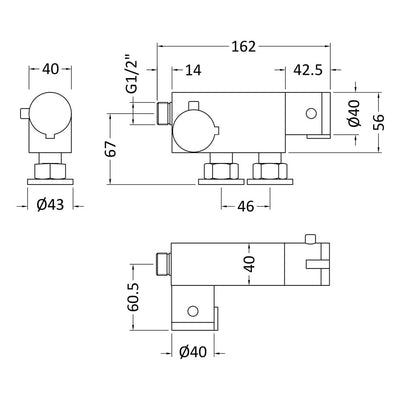 Jenson Vertical Exposed Thermostatic Bar Valve
