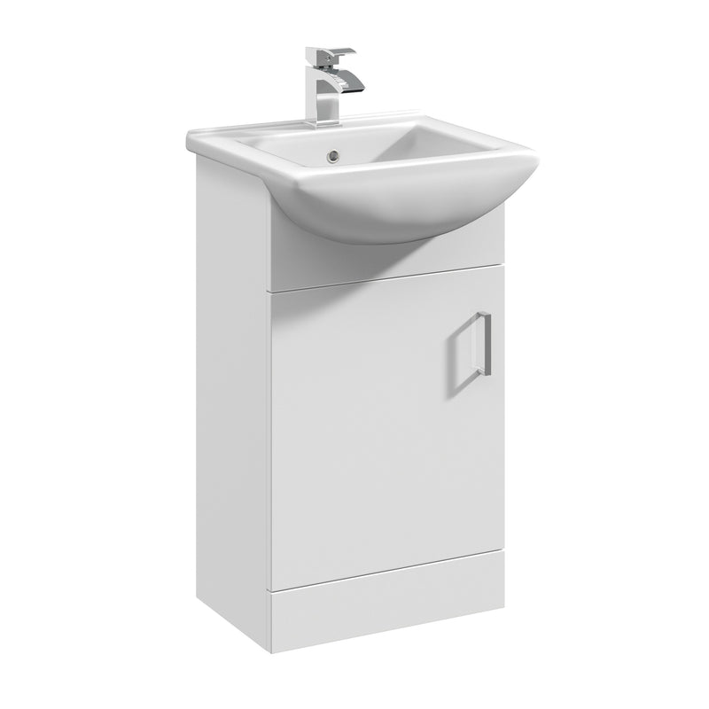 Howden 450mm Floor Standing Vanity Unit & Square Basin - Gloss White