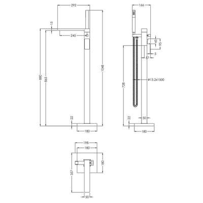 Cape Black Freestanding Bath Shower Mixer