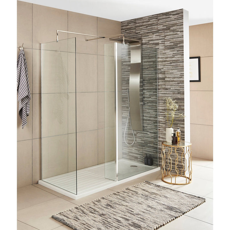 Nuie 8mm 215mm Fixed Return For Wetroom Screen (1850mm High) - Chrome