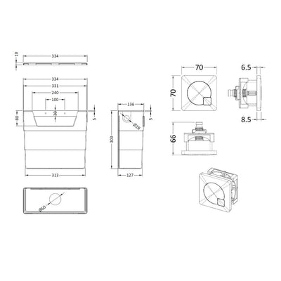 Nuie Universal Access Dual Flush Concealed Cistern - With Brushed Gunmetal Button